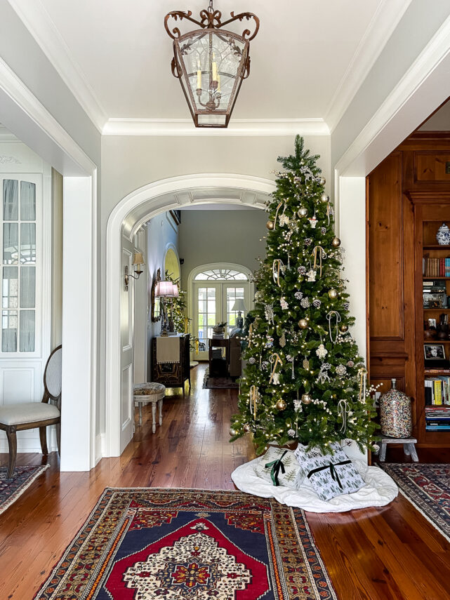 foyer with christmas tree