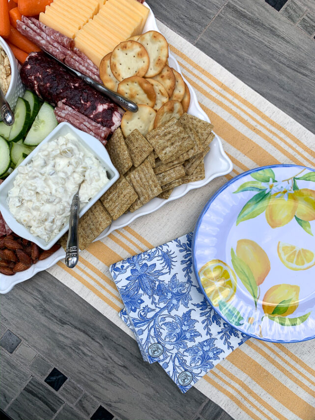 charcuterie board with lemon plates