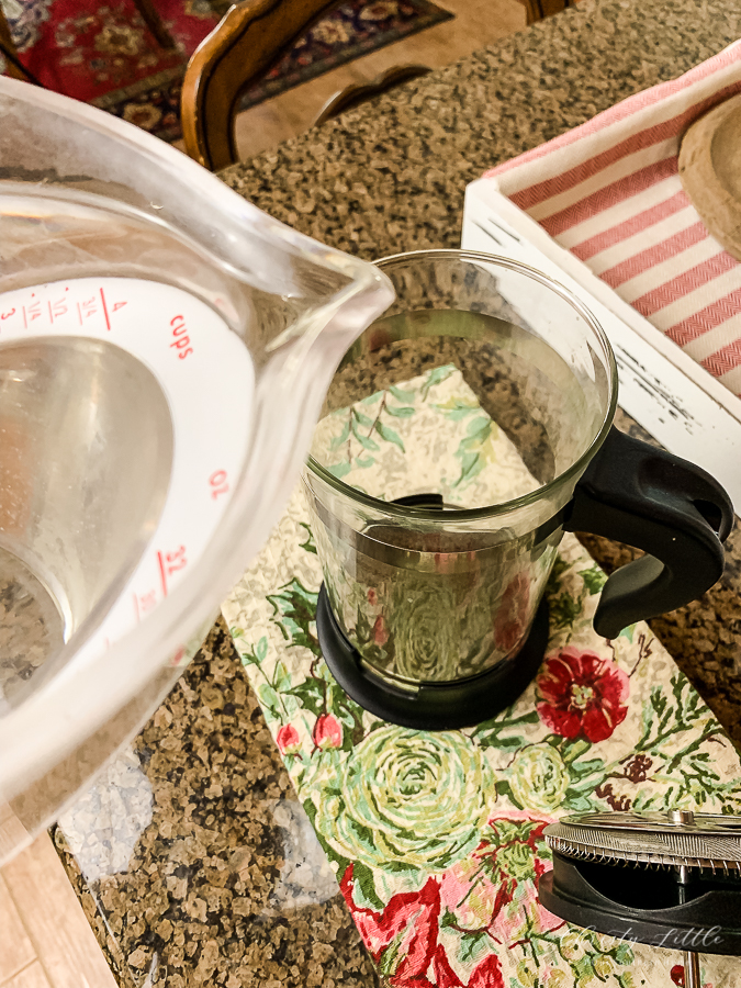 water in French Press
