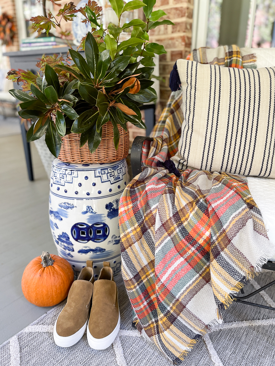 fall vignette with tennis shoes