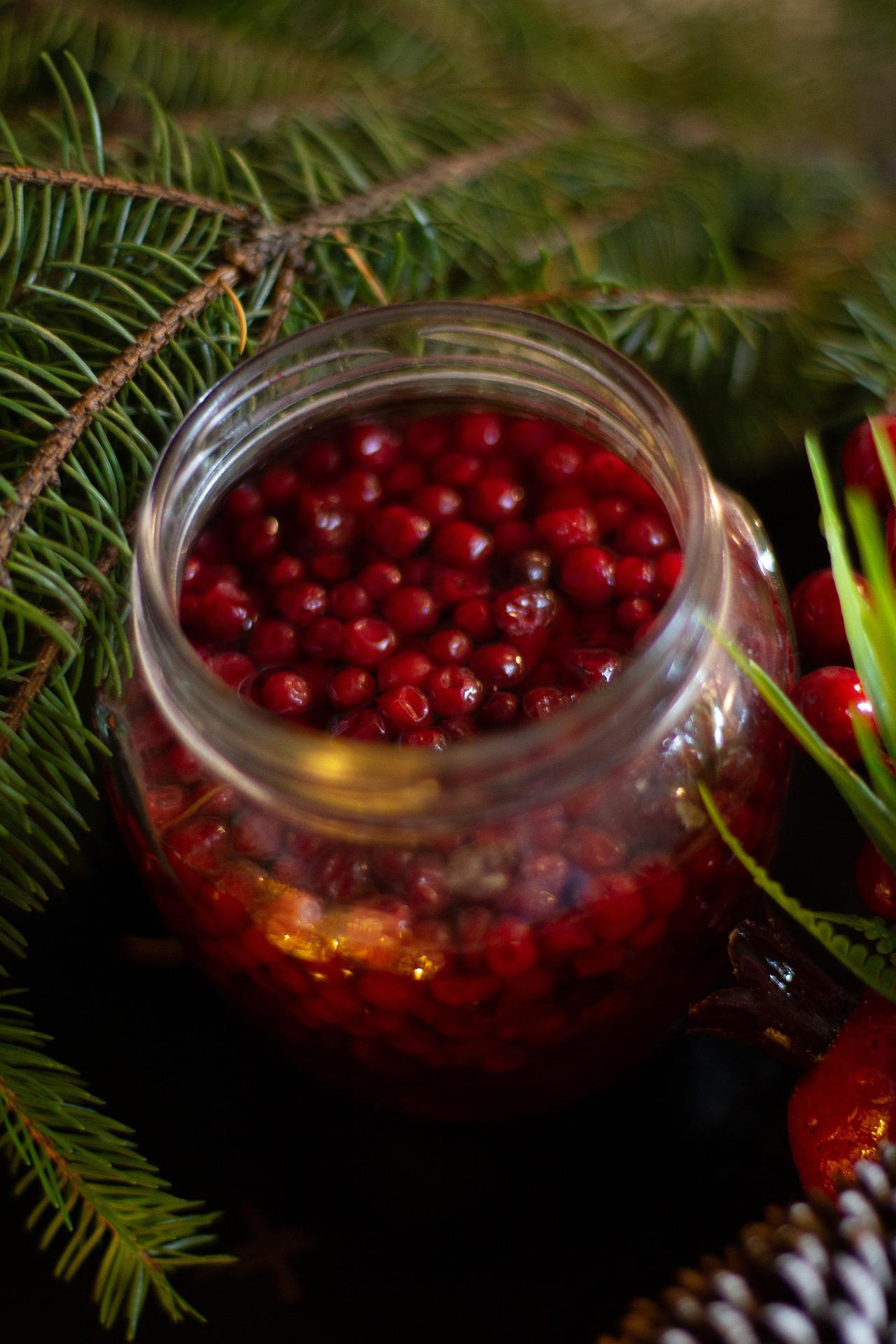 cranberries in a jar
