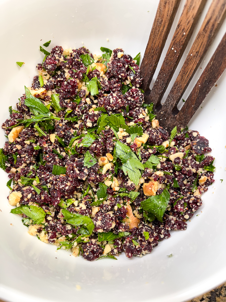 mixing the cranberry mixture