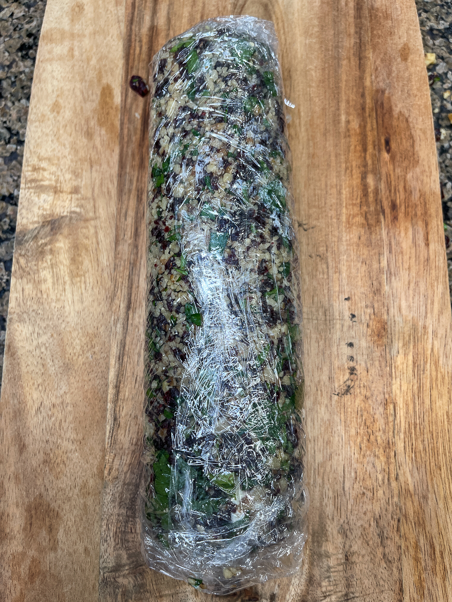 goat cheese log in plastic wrap