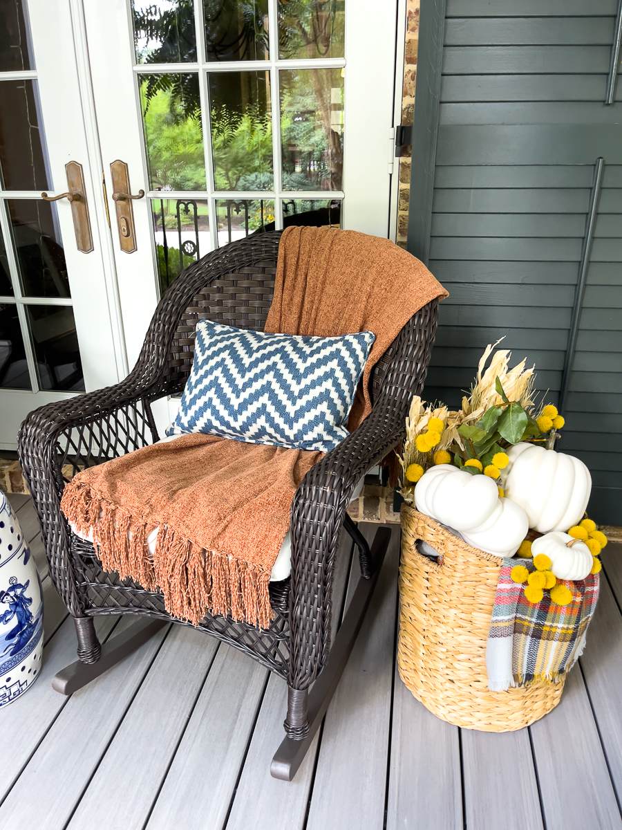 wicker chair by fall basket