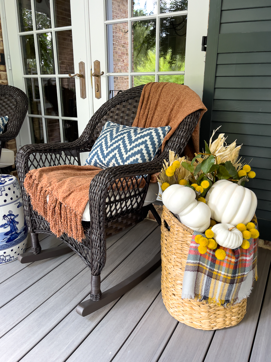 basket of pumpkins and florals