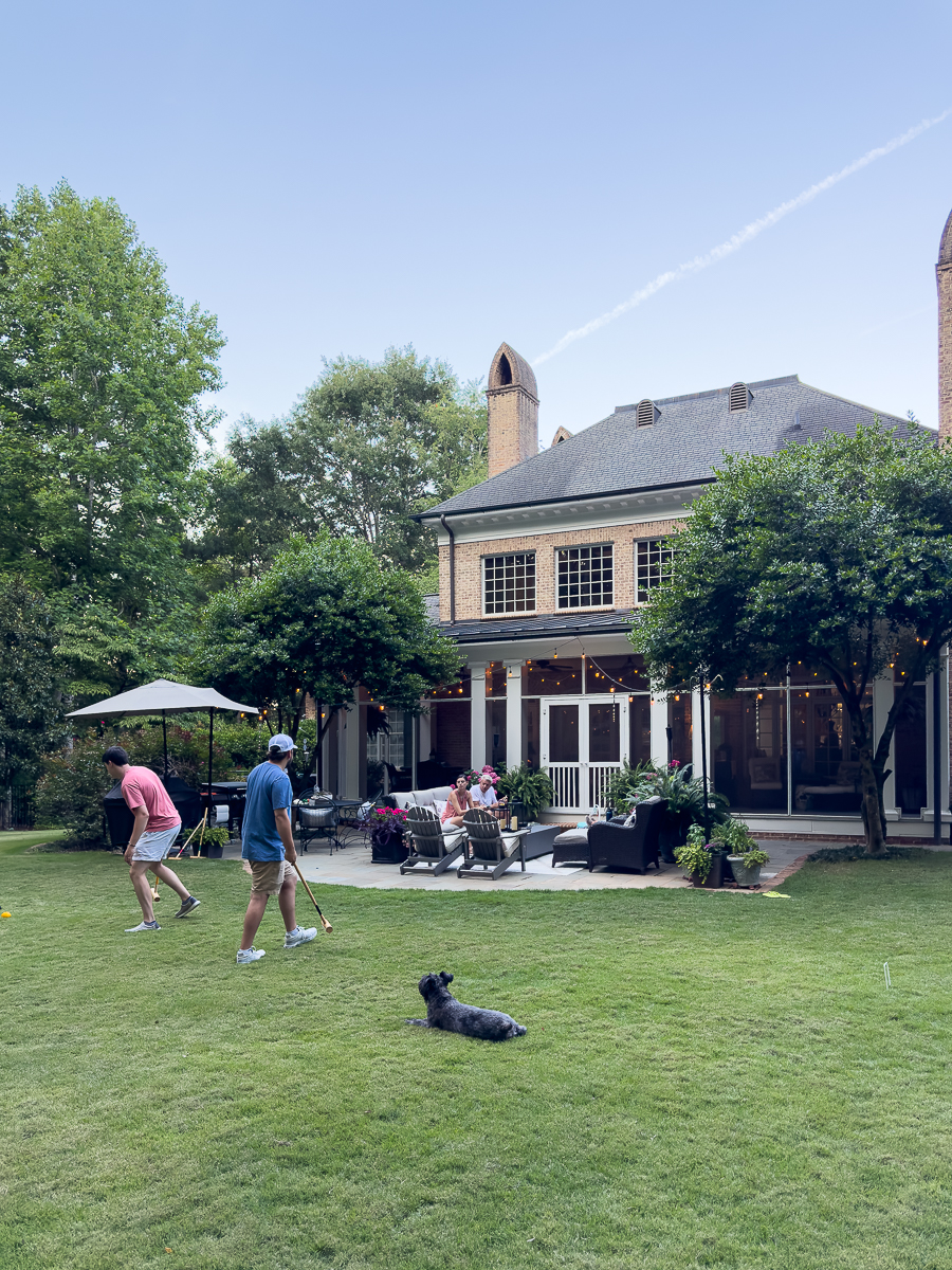 backyard playing croquet