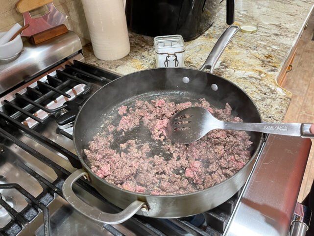 ground beef in skillet