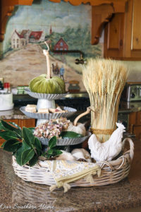 Ideas for decorating with cake stands via Our Southern Home