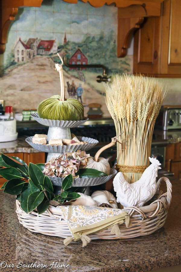 Ideas for decorating with cake stands via Our Southern Home