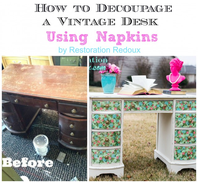 How to Decoupage a Desk Using Napkins