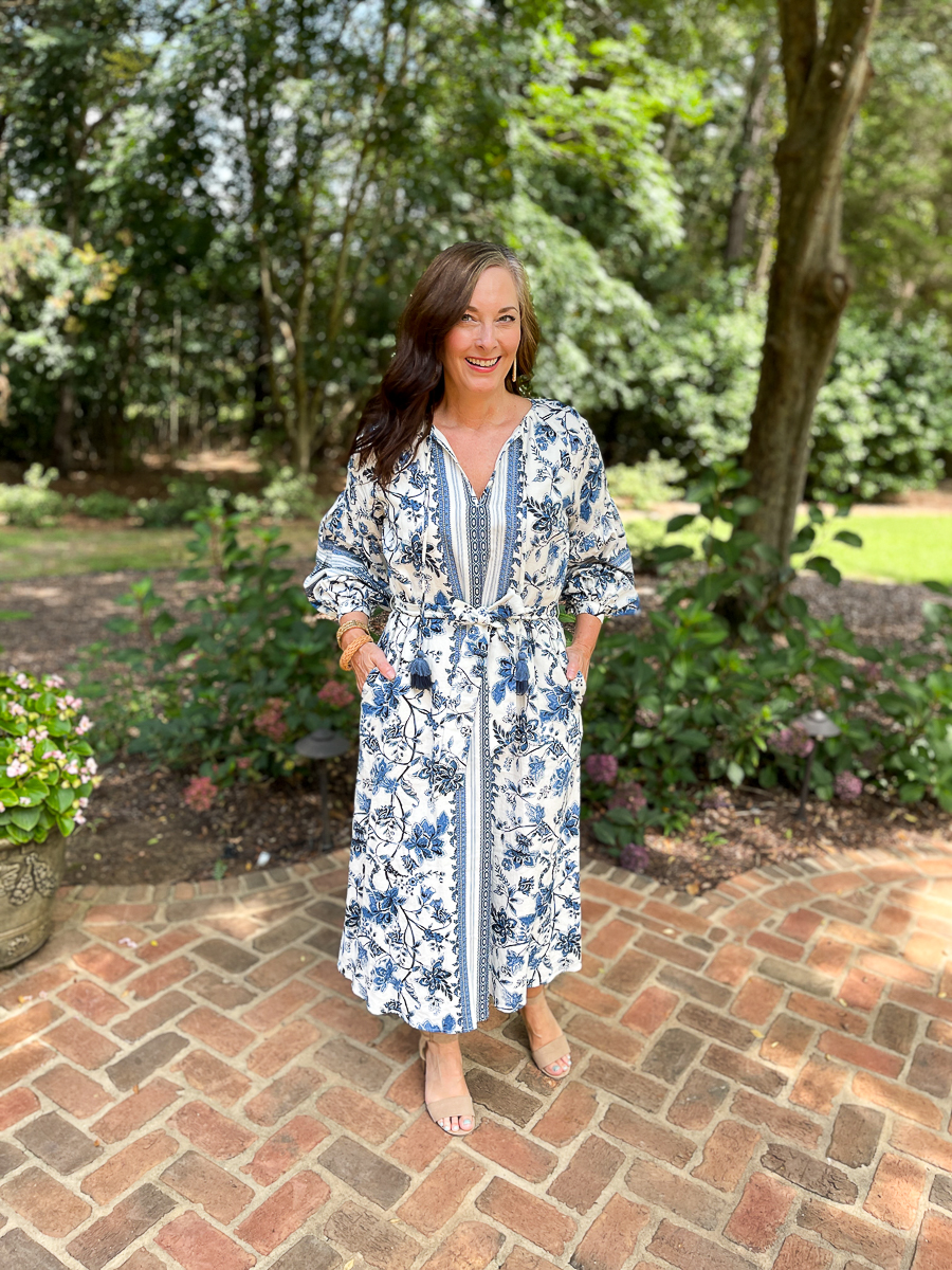 woman in floral dress