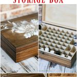 DIY stenciled essential oils storage box is a simple spruce up to unfinished storage.