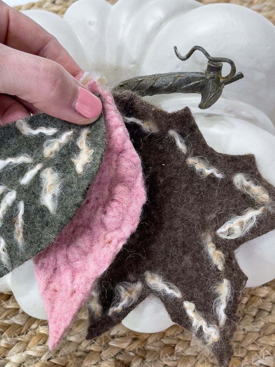 felted leaves for pumpkin