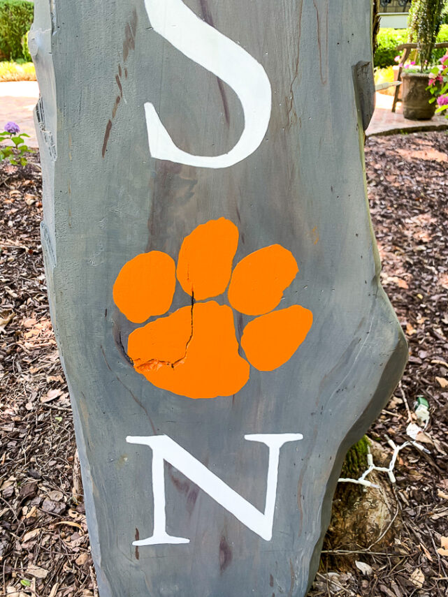 Up close detail of painted sign