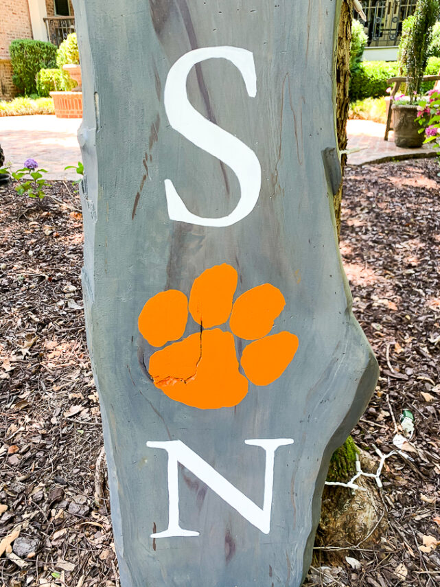 up close of clemson sign