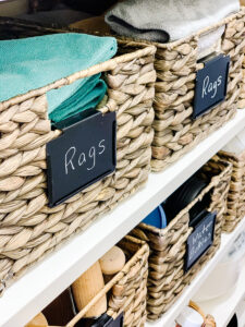 baskets in a kitchen pantry