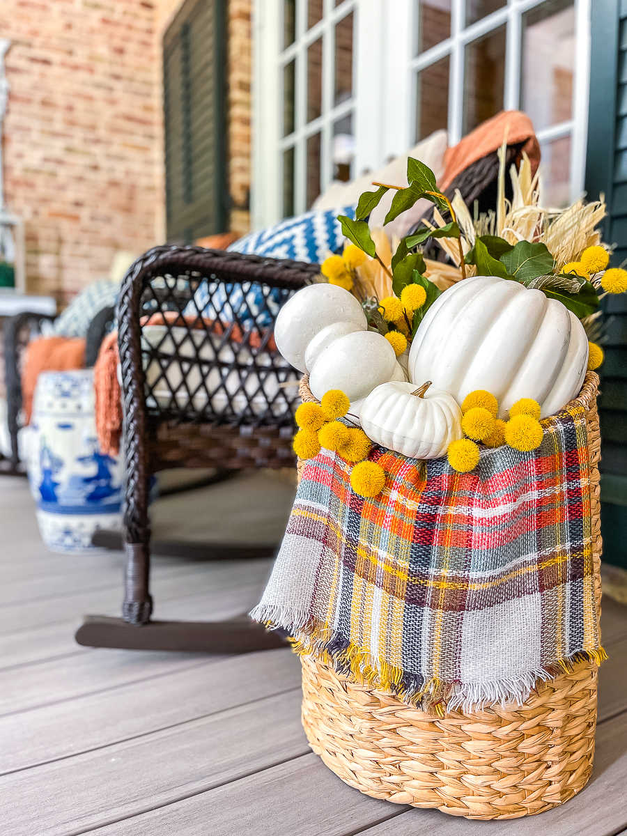 white pumpkins in basket