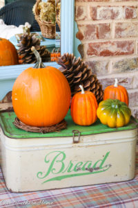 Fall home tour full of ideas for your porch and vignettes within you house via Our Southern Home #haintblue #byteblue