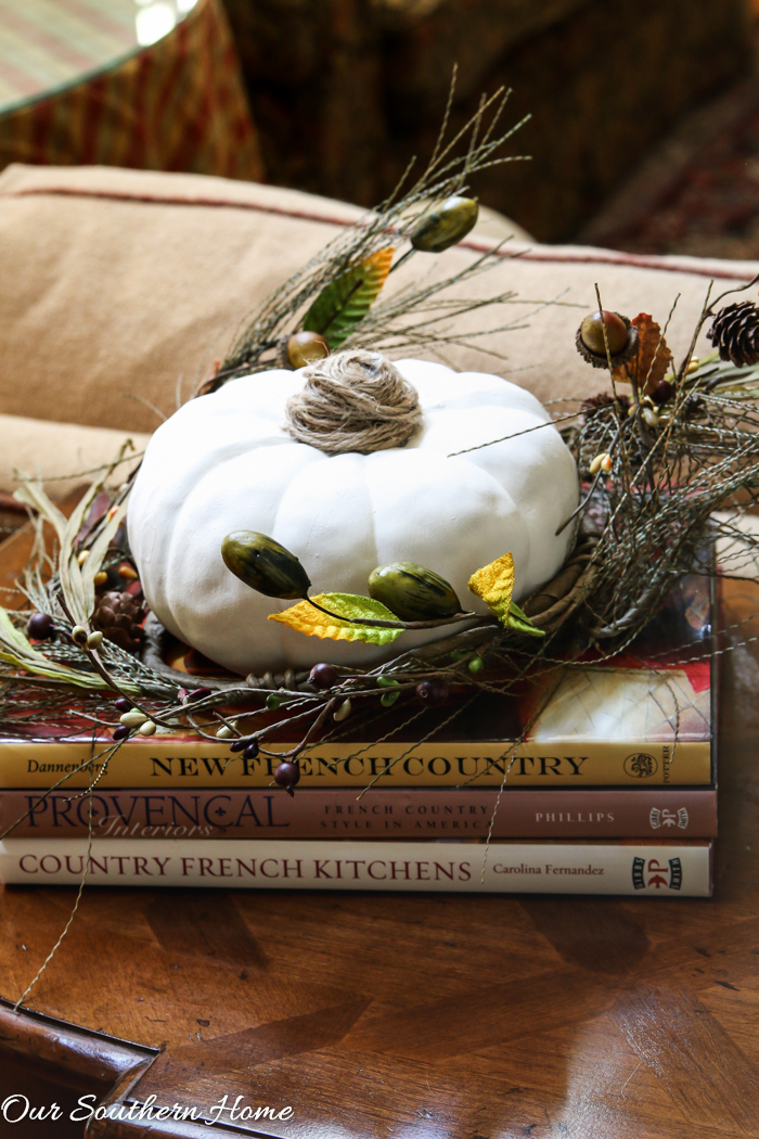 Fall home tour full of ideas for your porch and vignettes within you house via Our Southern Home 