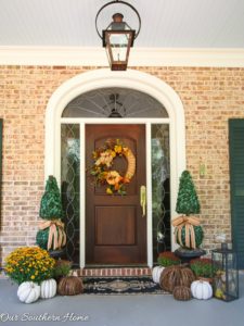 Fall home tour full of ideas for your porch and vignettes within you house via Our Southern Home