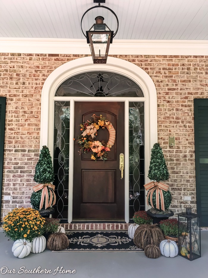 Fall home tour full of ideas for your porch and vignettes within you house via Our Southern Home