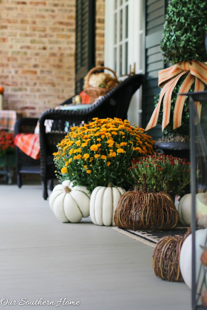 Fall home tour full of ideas for your porch and vignettes within you house via Our Southern Home