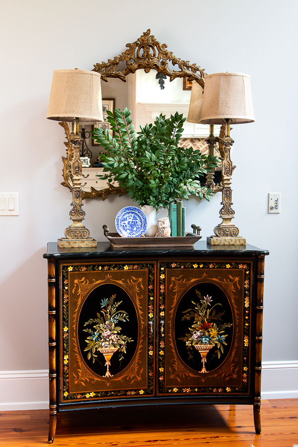 fall vignette with painted chest