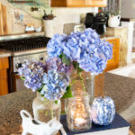 floral arrangement on a kitchen counter