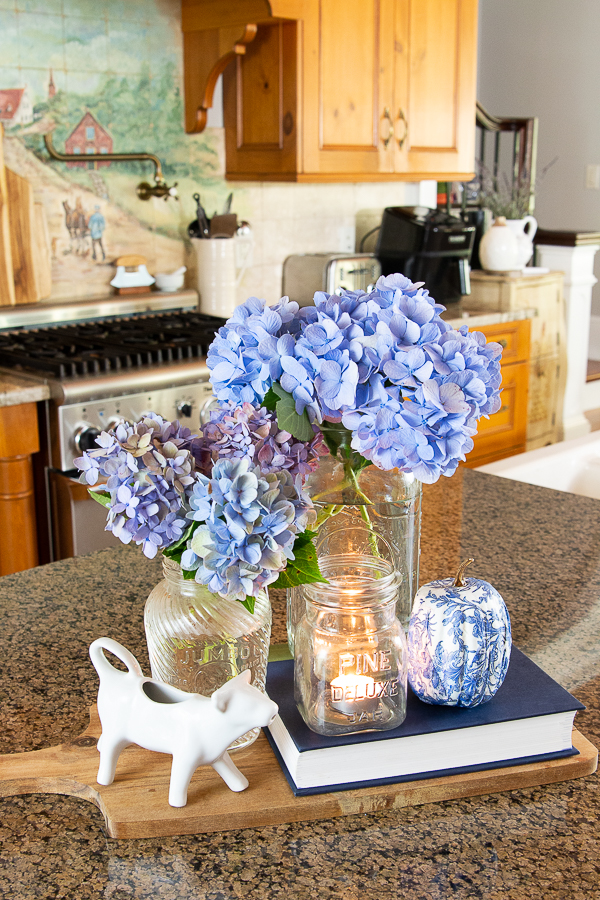 floral arrangement on a kitchen counter