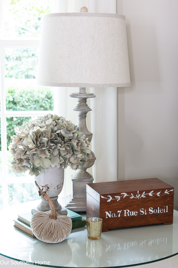 side table in bedroom