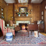 den with wood paneled walls