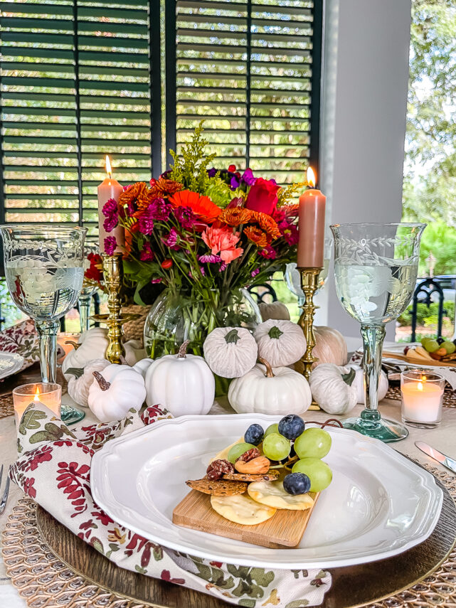 Fall Tablescape with Pumpkins and Mums
