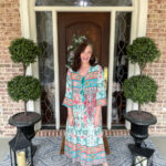boho dress on the front porch