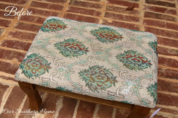 French Country sheep stool makeover using an image transfer technique by Our Southern Home #themedfurnituremakeoverday