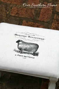 French Country sheep stool makeover using an image transfer technique by Our Southern Home #themedfurnituremakeoverday