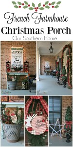 french farmhouse exterior / Christmas Front Porch / www.oursouthernhomesc.com