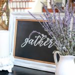 Join us each month for thrift store decor makeovers from 6 TOP bloggers. This month I'm sharing my GATHER chalkboard art makeover.