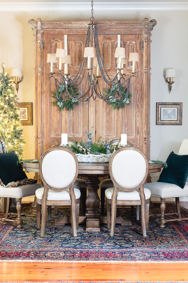gift wrapping in the dining room