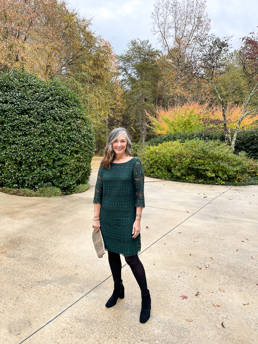 woman in green dress