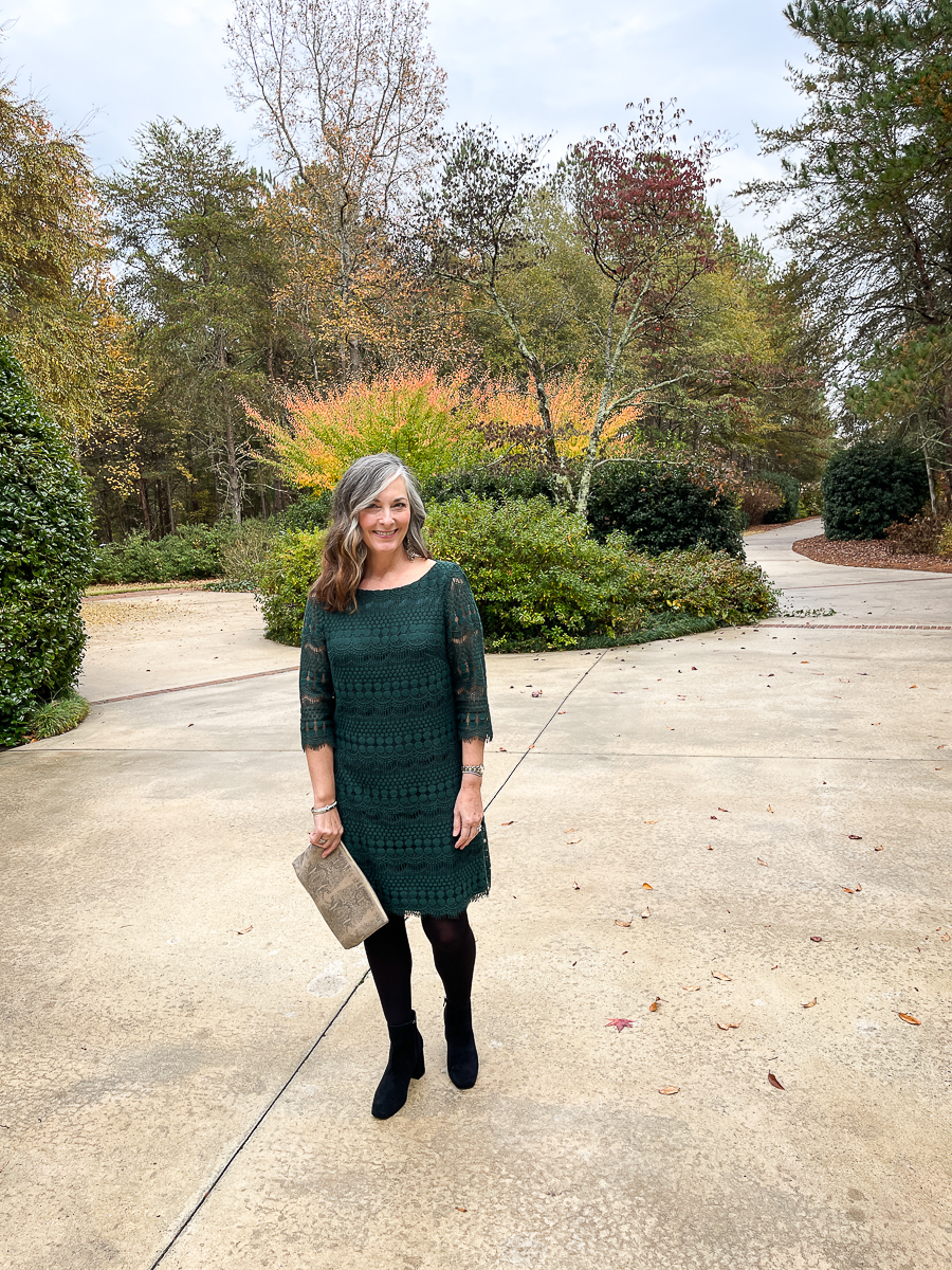 woman in green dress