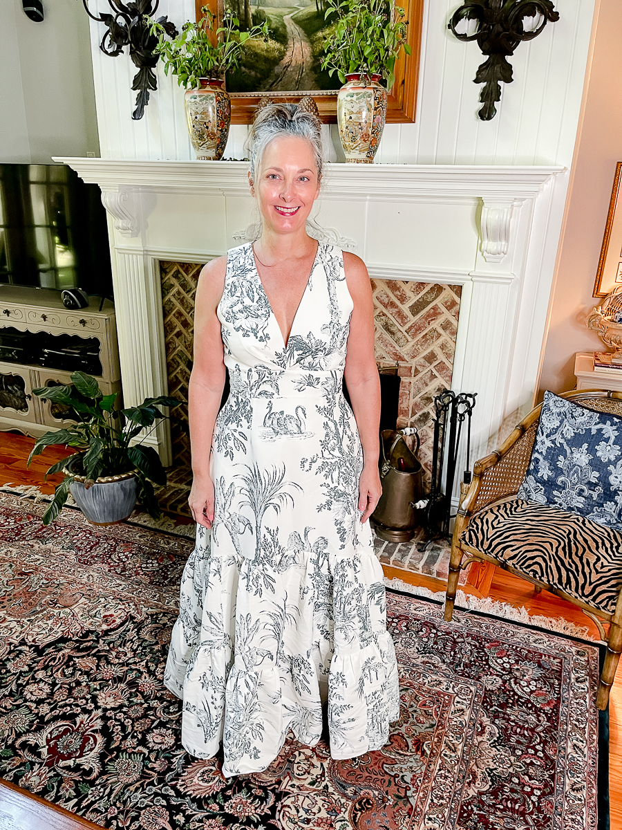 grey toile dress