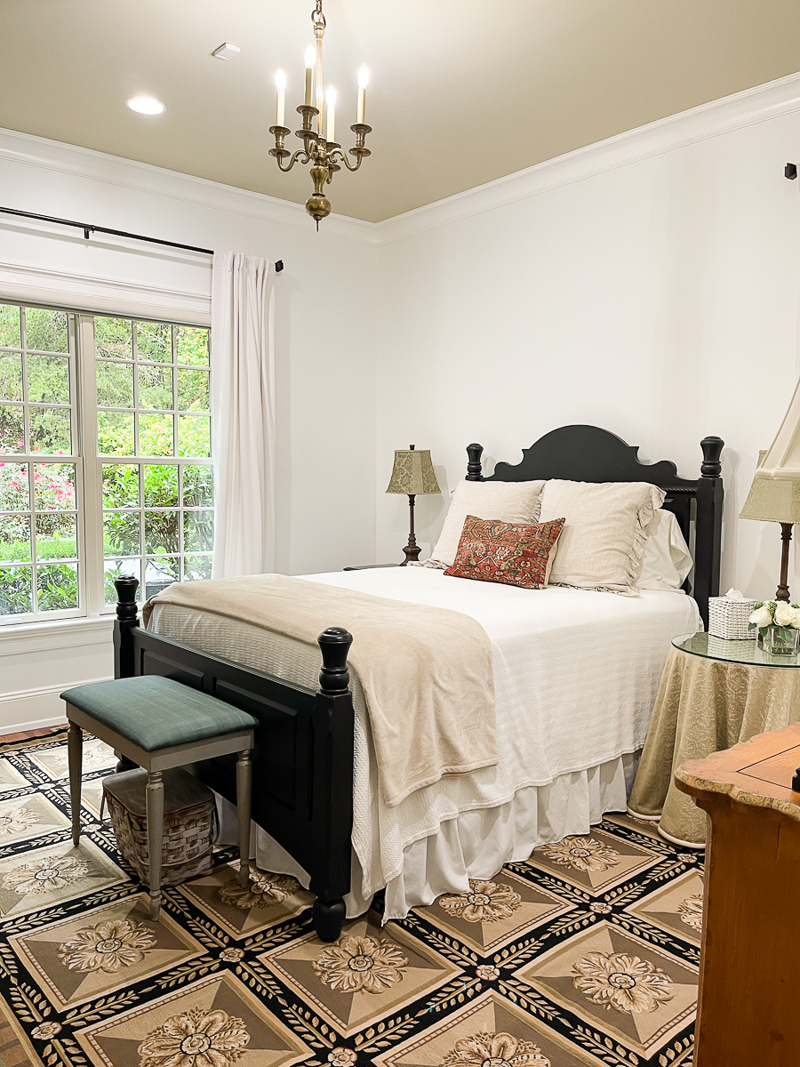 guest bedroom with white walls