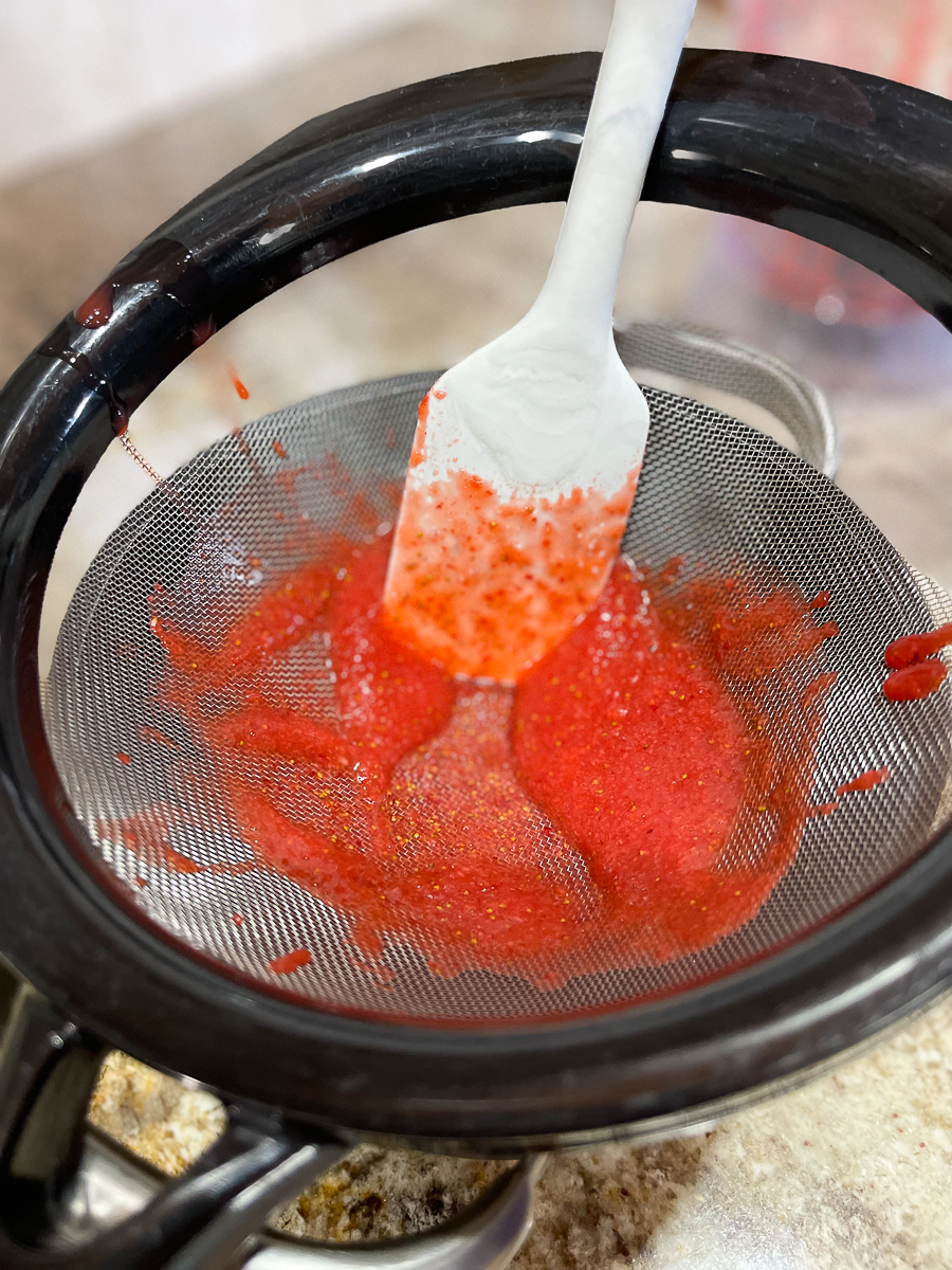 strawberries in a colander