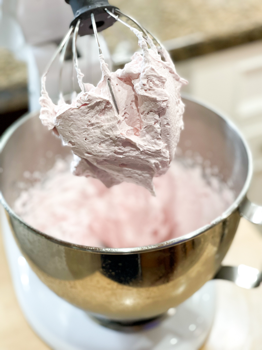 strawberry whipped cream in mixer