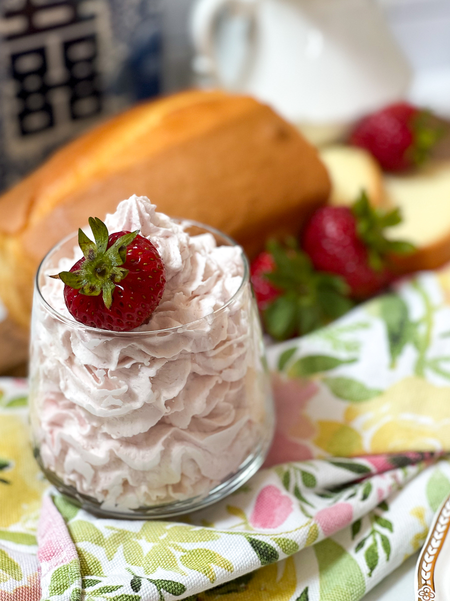 strawberry whipped cream in a glass