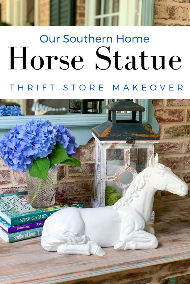 painted horse statue on front porch
