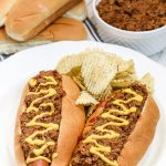 Homemade hot dog chili that is perfect for that picnic or tailgate party! Freezes well! #chili #hotdogchili #tailgate #picnic #recipe