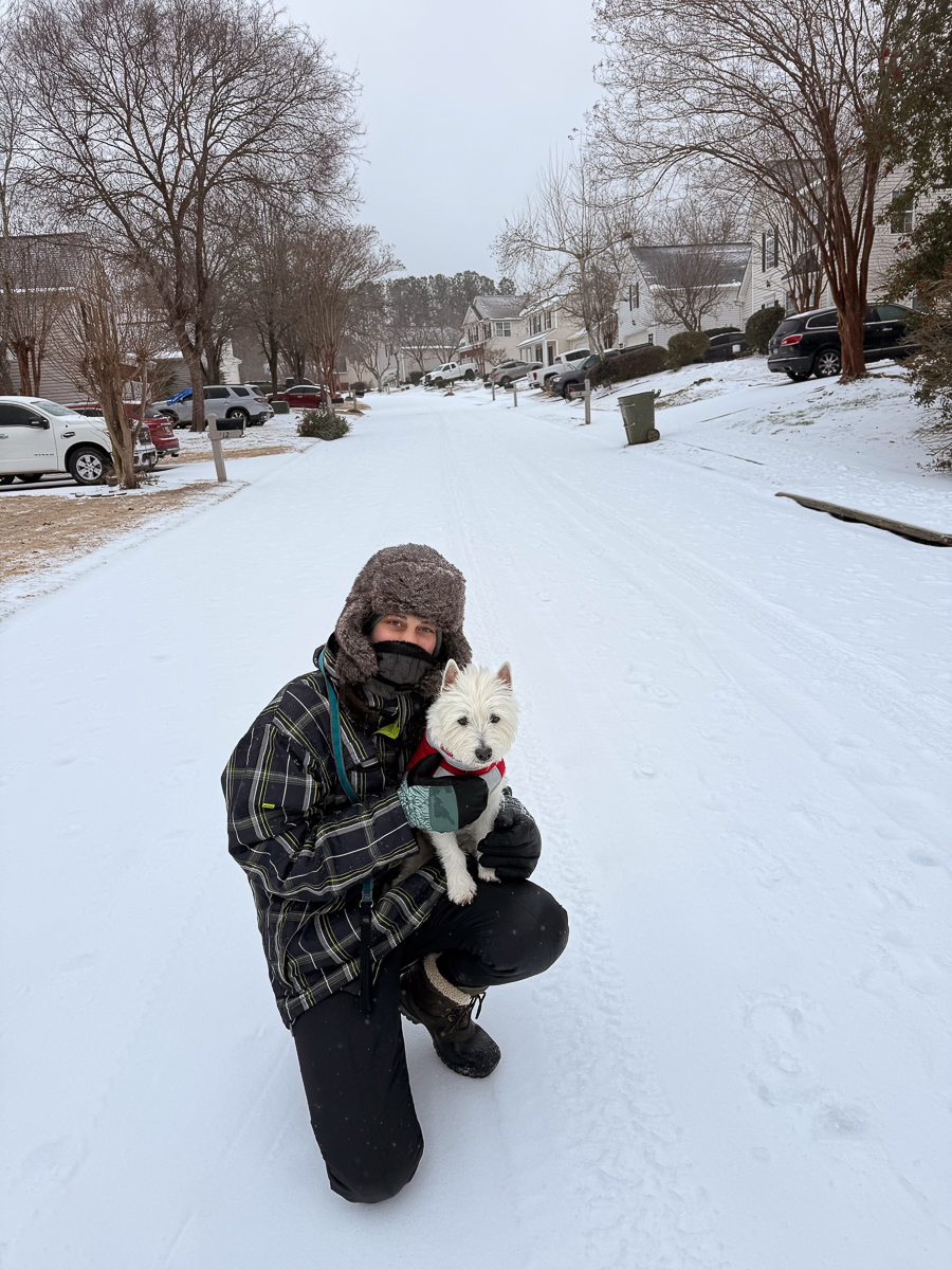 Residential neighborhood covered in ice after a winter storm
