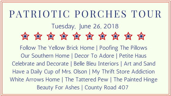 Southern Patriotic Porch with simple ideas to show your pride! #porch #patrioticporch #southernporch #patrioticdecor #patrioticideas #4thofjuly #laborday #memorialday