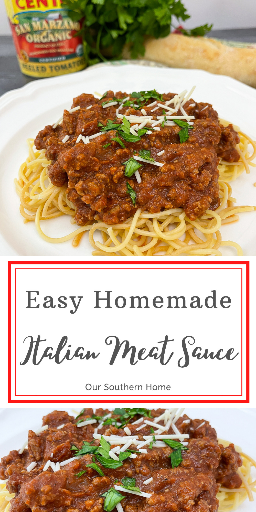 meat sauce graphic with text overlay